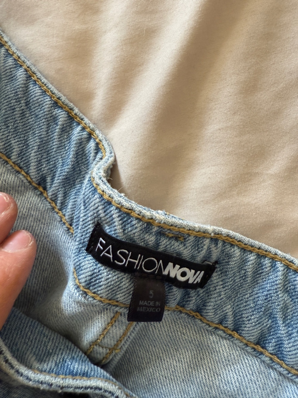 Fashion Nova Light Wash Denim Shorts with Frayed Hem - Picture 7 of 7
